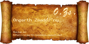 Ongerth Zsadány névjegykártya